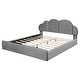 preview thumbnail 7 of 13, Grey Upholstered Queen Size Platform Bed with Cloud-shaped Headboard for Kids,Adults