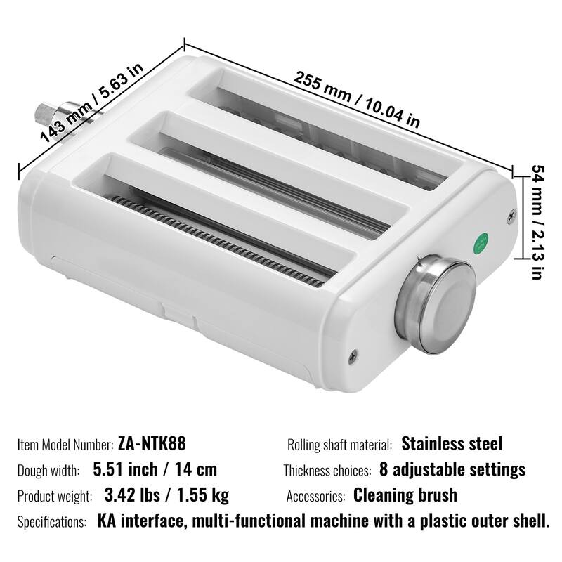 Pasta Attachment for KitchenAid Stand Mixer, Stainless Steel Pasta Roller Cutter Set Including Pasta Sheet Roller