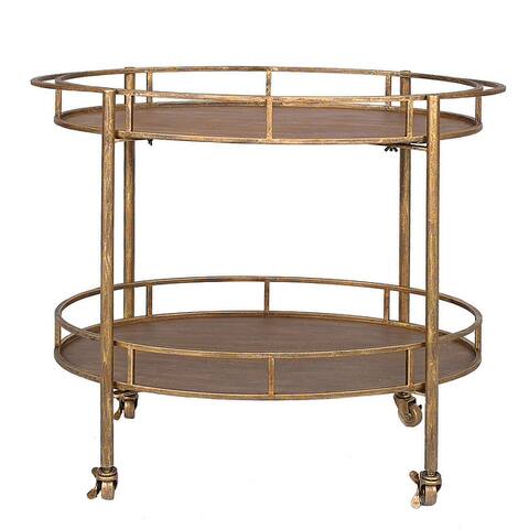 2-Tier Metal Bar Cart with Locking Caster Wheels