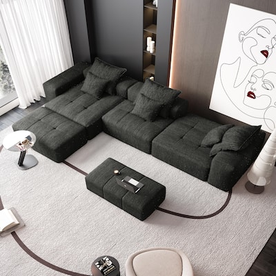 6 PCS DIY Combination Tufted Sofa Modern Oversized Modular Sectional Sofa with 6 Pillows,No Assembly Required