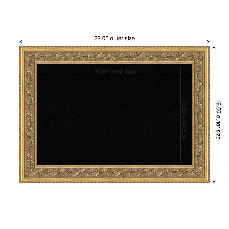 Carter Dark Gold Wood Framed Cork Board - Bulletin Board, Organization Board, Pin Board - Black - 22 x 16 in