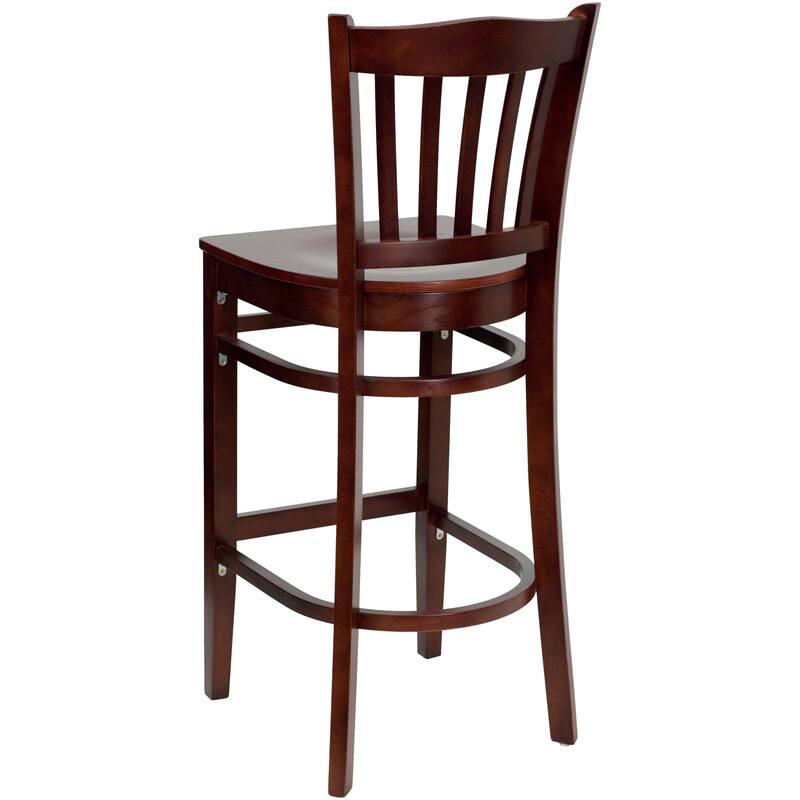 2Pk Vertical Slat Back Wood Restaurant Barstool - Hospitality Seating
