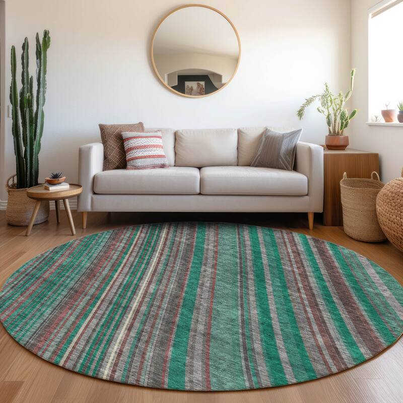 Premium Washable Super Soft Modern Flow Mayfield Rug - Emerald - 8' x 8'