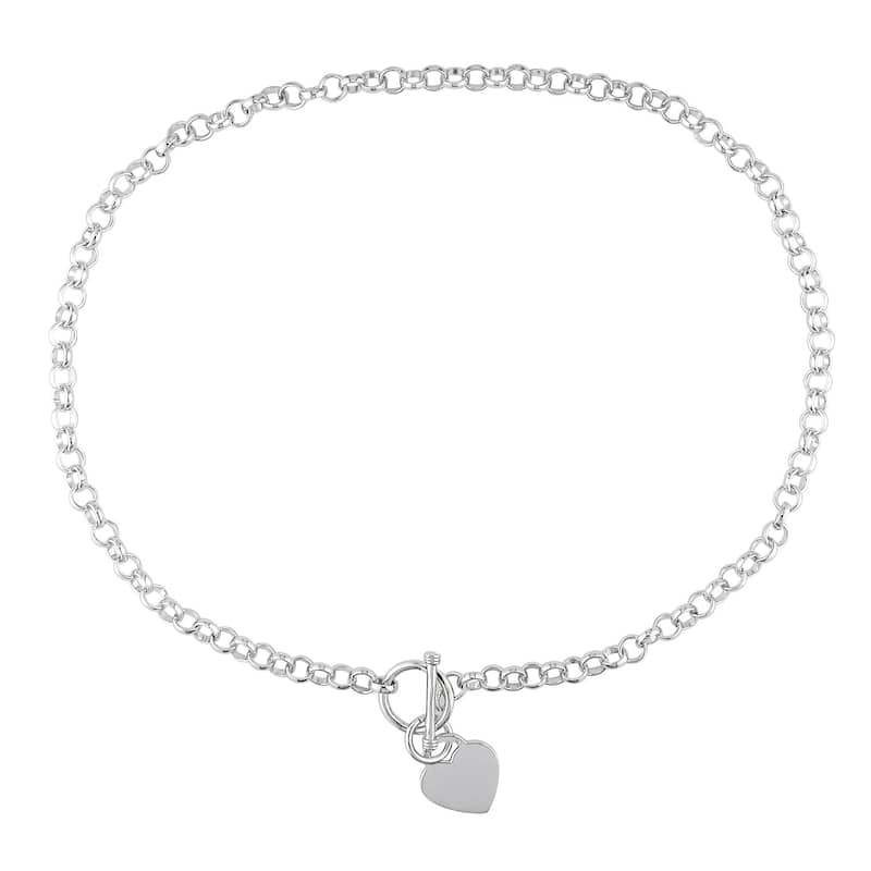 Miadora Sterling Silver Heart Toggle Necklace