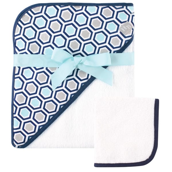 slide 1 of 1, Hudson Baby Infant Boy Cotton Hooded Towel and Washcloth 2pc Set, Honeycomb, One Size - Honeycomb - One Size One Size - Honeycomb