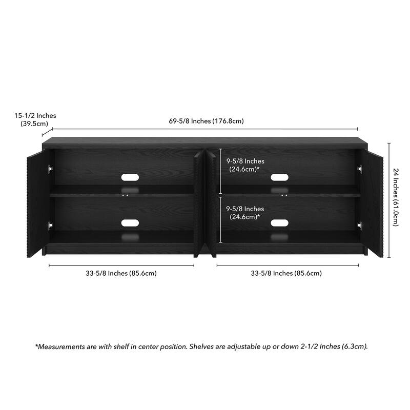 Renad Rectangular Fluted TV Stand for TV's up to 78" - 70" Wide