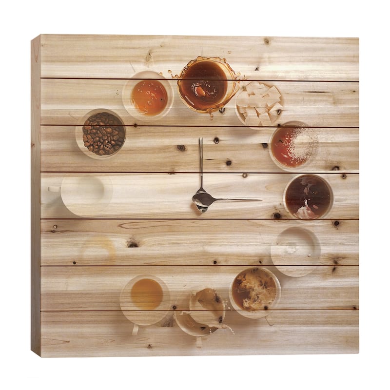 It's Always Coffee Time Print On Wood by Dina Belenko - Multi-Color - 26x26x1.5