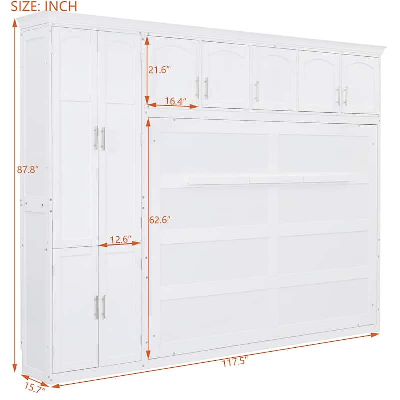 Queen Murphy Bed with Cabinet Storage and Flexible Configuration - Ideal for Small Spaces
