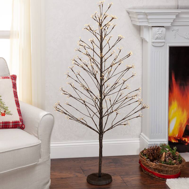 4 Foot Electric Lighted Black PVC Wrapped Micro LED Tree