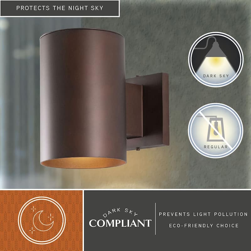 Chiasso Aluminum 1 Light Bronze Dark Sky Cylinder Outdoor Wall Lantern - 5-in W x 7.25-in H x 8-in D