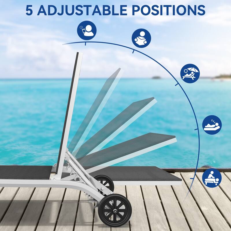 Outdoor Sun Loungers With Wheels, Adjustable Sun Loungers By The Pool