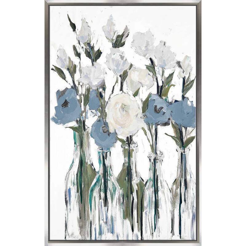 "Blue Romantic Blossoms" Print on Floating Canvas