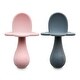 preview thumbnail 1 of 4, Grabease Baby Silicone Spoon, Set of 2 for Baby-Led Weaning & Self-Feeding (Blush, Gray)