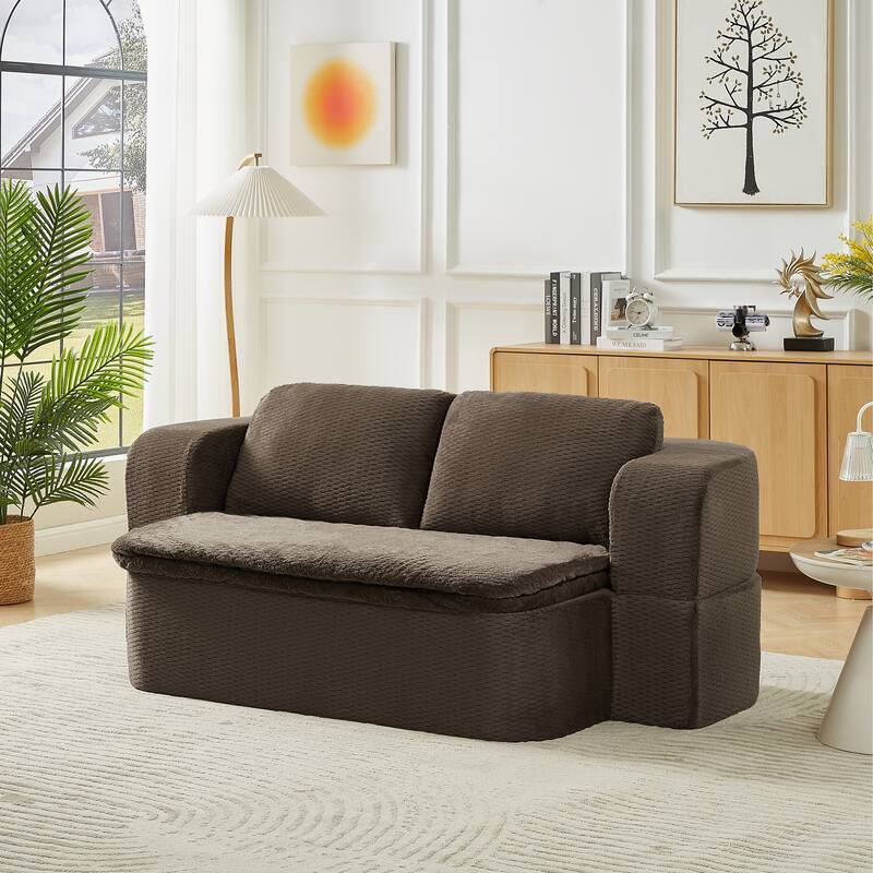 2-in-1 Folding Futon Loveseat Couch Convertible into Sleeper Sofa Bed