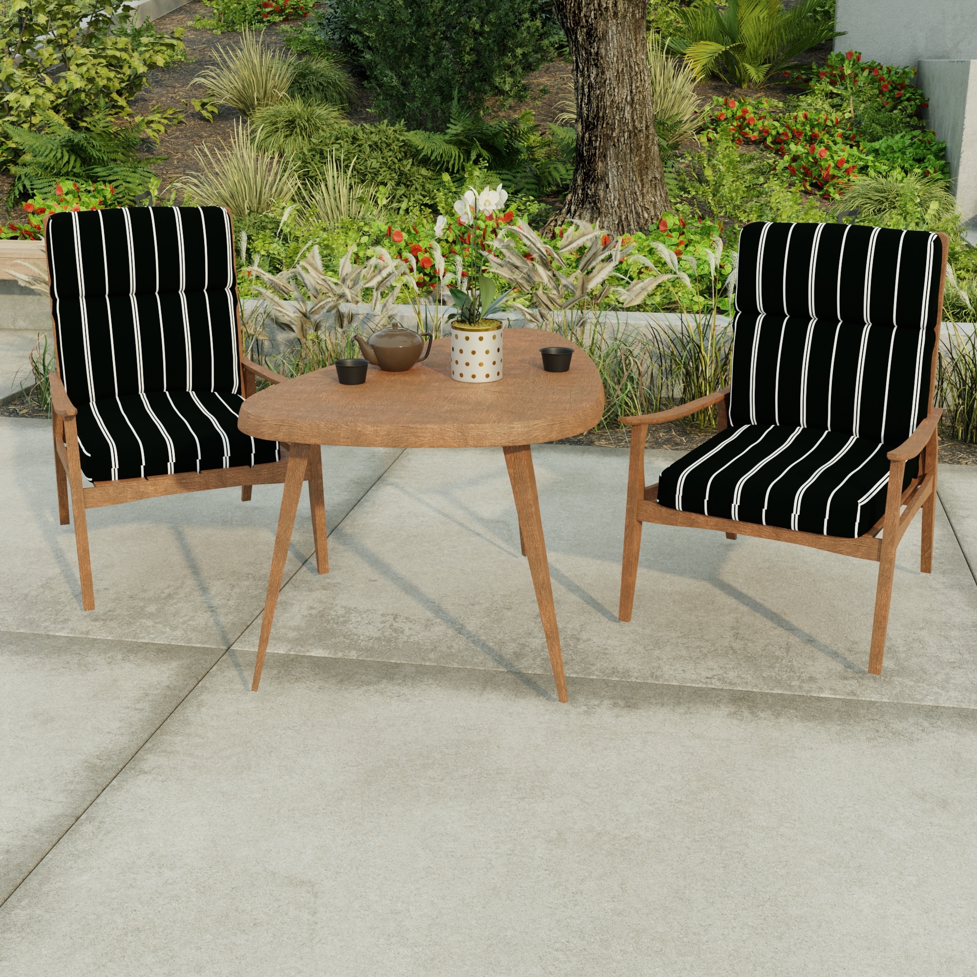 22 x 45 Grey Stripe Outdoor Chair Cushion with Ties and Loop 45 L x 22 W x 5 H Bed Bath Beyond 37233773