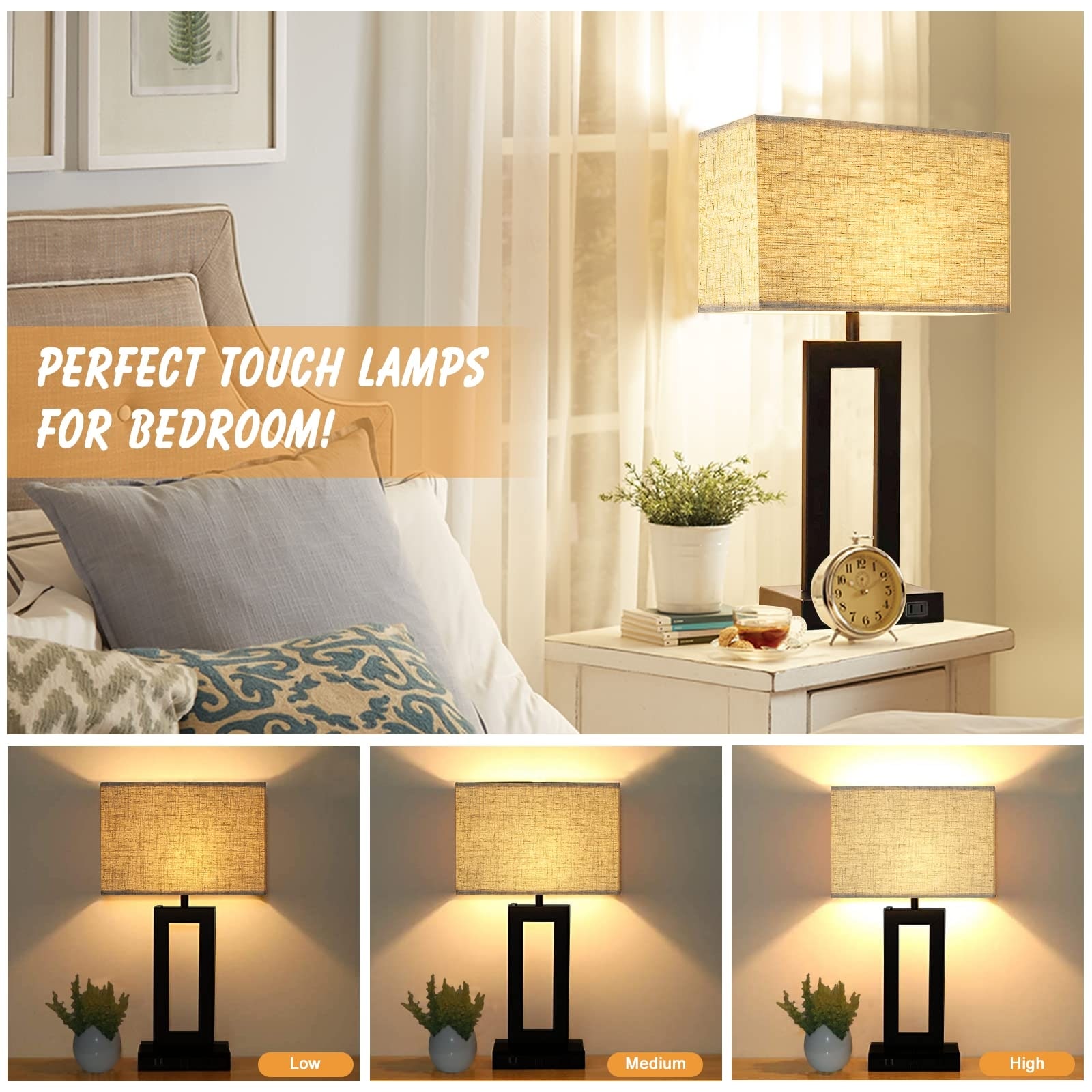 Tall bedroom nightstand lamps hot sale