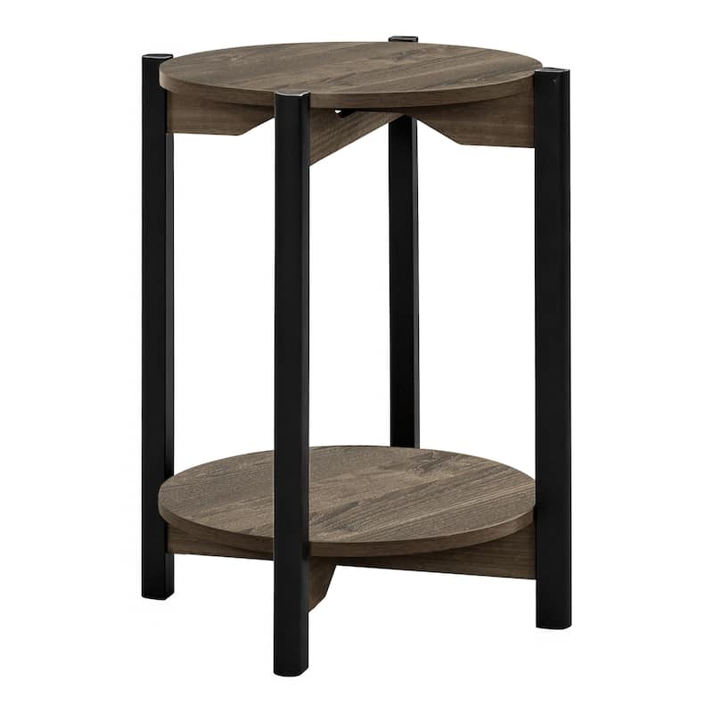 Furniture of America Rovion 2-Piece Round Wood Coffee Table Set with Open Bottom Shelf