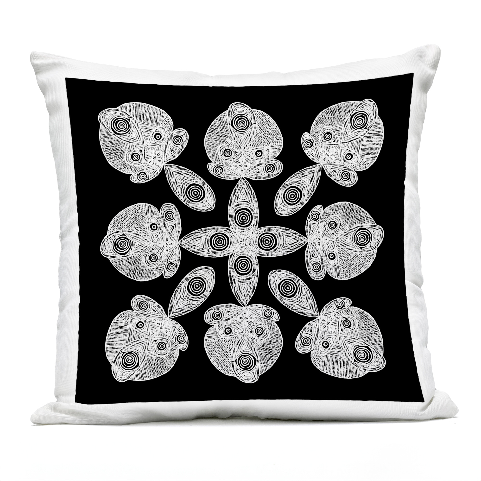 Stupell Fractal Symmetry in Monochrome Printed Outdoor Throw Pillow Design by El Perkin