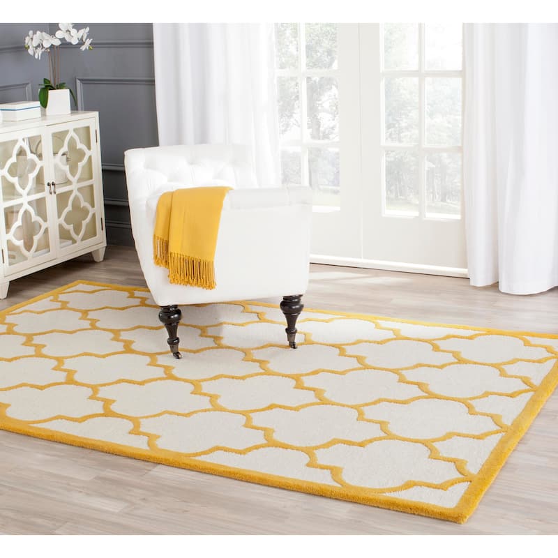 SAFAVIEH Handmade Cambridge Oddny Moroccan Trellis Wool Rug - 3' x 5' - Ivory/Gold