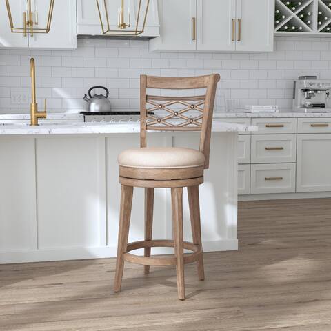 Chesney Weathered Gray Wood Counter Height Swivel Stool - 43.25H x 23W x 19.5; Seat Height: 26H