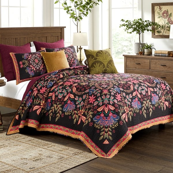 slide 2 of 9, Jessa Bohemian Botanical Reversible Quilt and Pillow Sham Set
