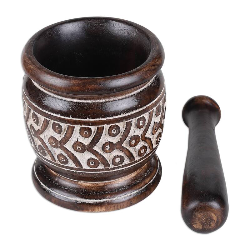 Novica Handmade Creative Elegance Wood Mortar And Pestle