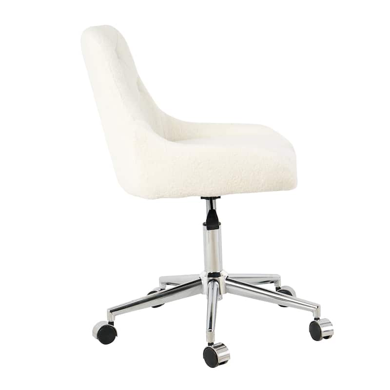 Beige Teddy Modern 22.3" Upholstered Buttons Tufted Accent Chair with Chrome Legs for Living Room