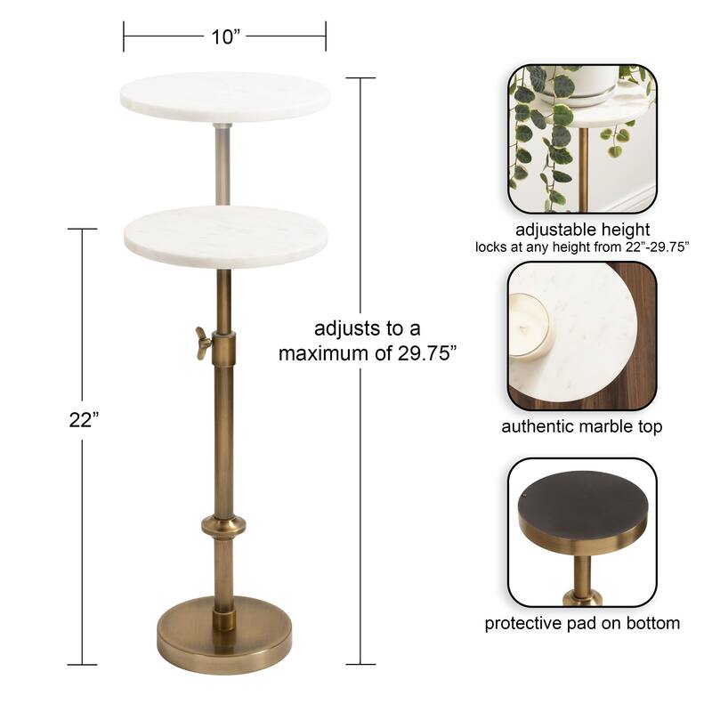Kate and Laurel Engles Adjustable Marble Table and Plant Stand