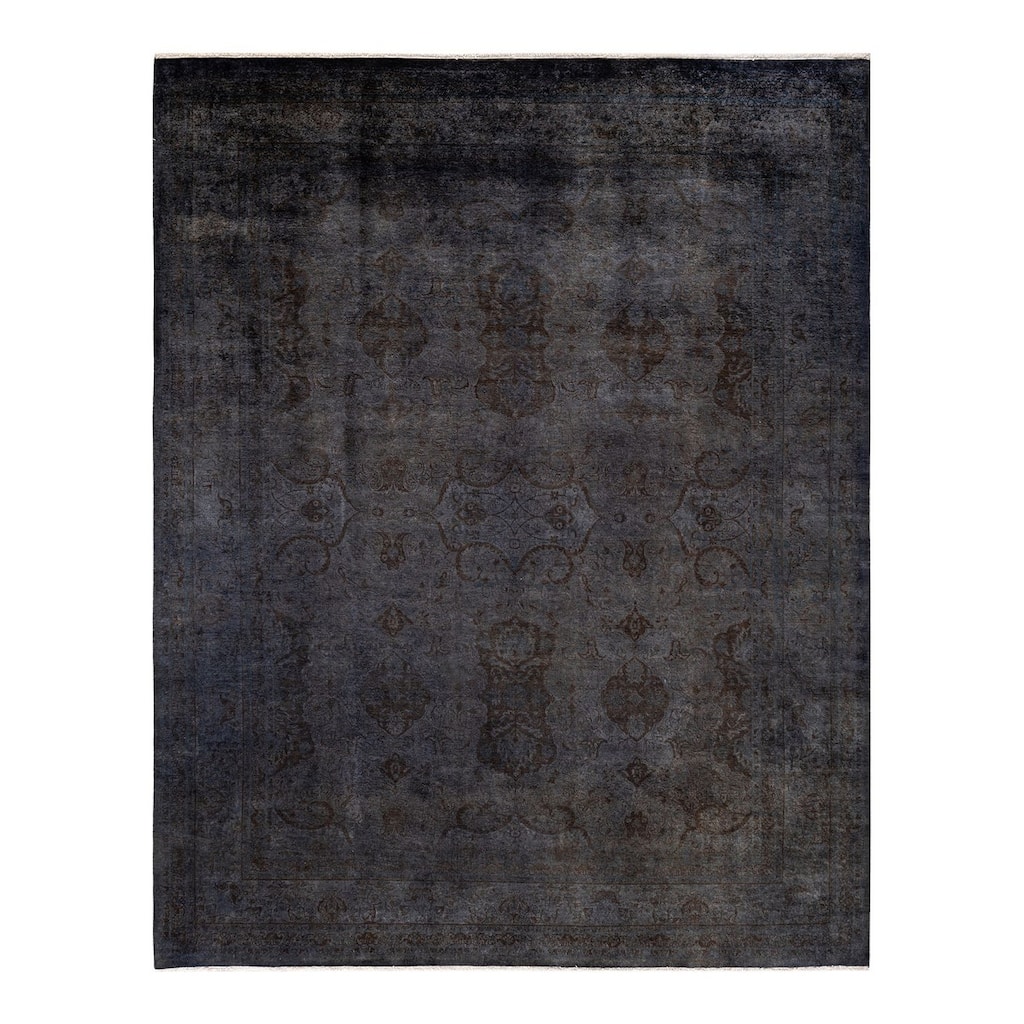 Overton Hand Knotted Wool Vintage Inspired Modern Contemporary Overdyed Gray Area Rug - 8' 2" x 10' 5"