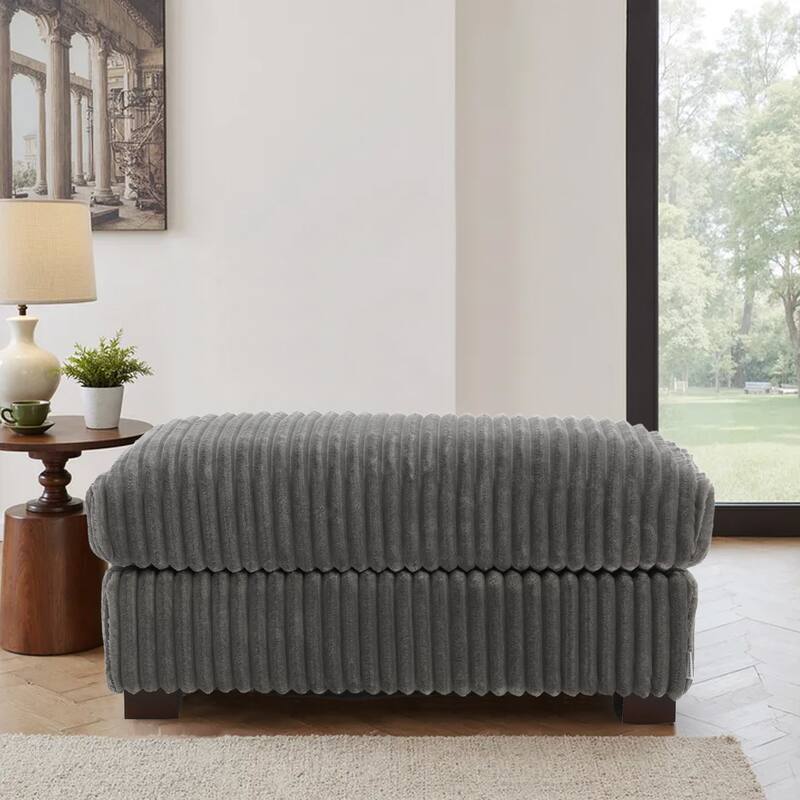 Modern Interior Rectangle Faux Fur Ottoman