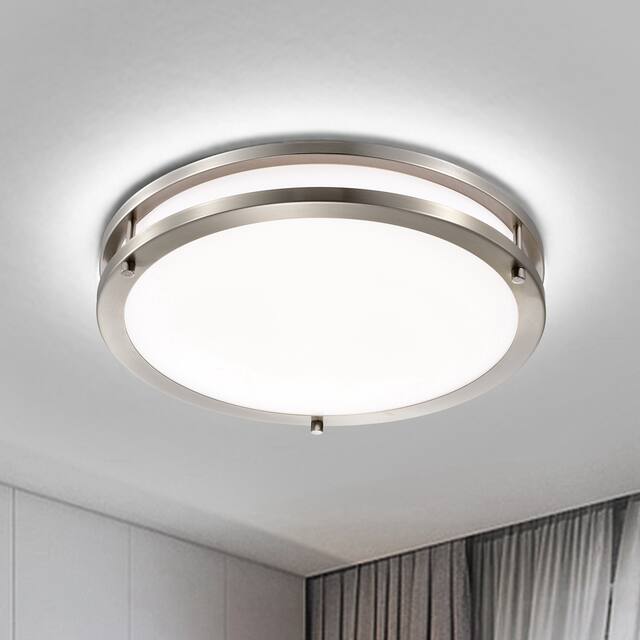 Dimmable LED Flush Mount Ceiling Light Selectable 3000K/4000K/5000K - 15.75 in. Width - 25W