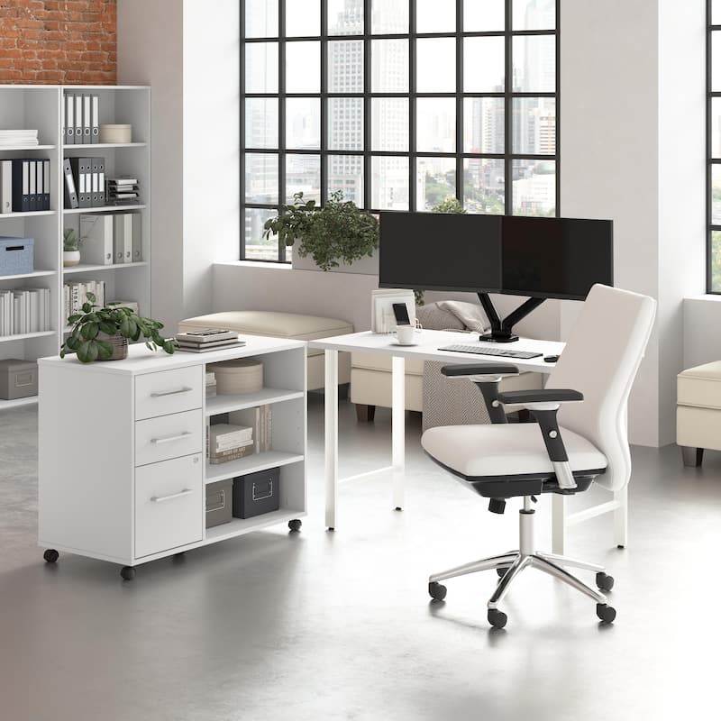 Bush Business Furniture Hustle 48W x 24D Computer Desk with Storage - White
