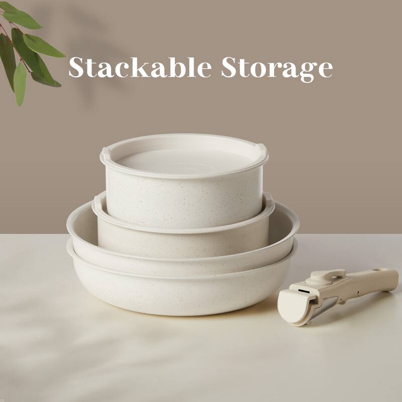 12-Piece Nonstick Pots and Pans Set with Detachable Handle