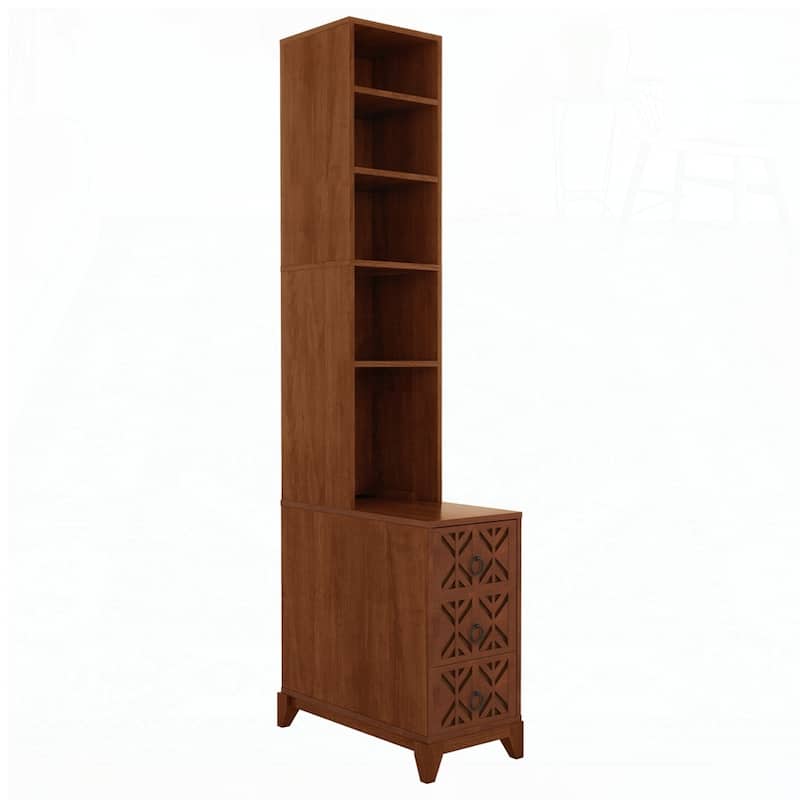 3 Drawers NightStand Corner Table with 4 Open Shelves