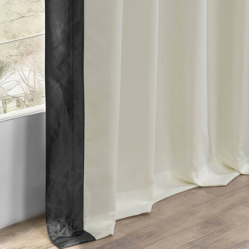 Exclusive Fabrics Fresh Pop Dobby Taffeta Side Bordered Light Filtering Curtains for Bedroom & Living Room Curtains (1 Panel)