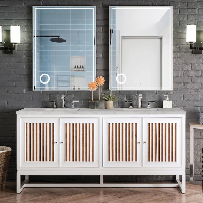 James Martin Vanities E645-V72-3VSL Athens 72" Double Basin Poplar