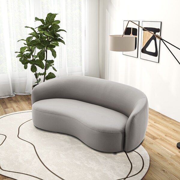 Nova Mid Century Modern Japandi Style Curvy Leather Sofa