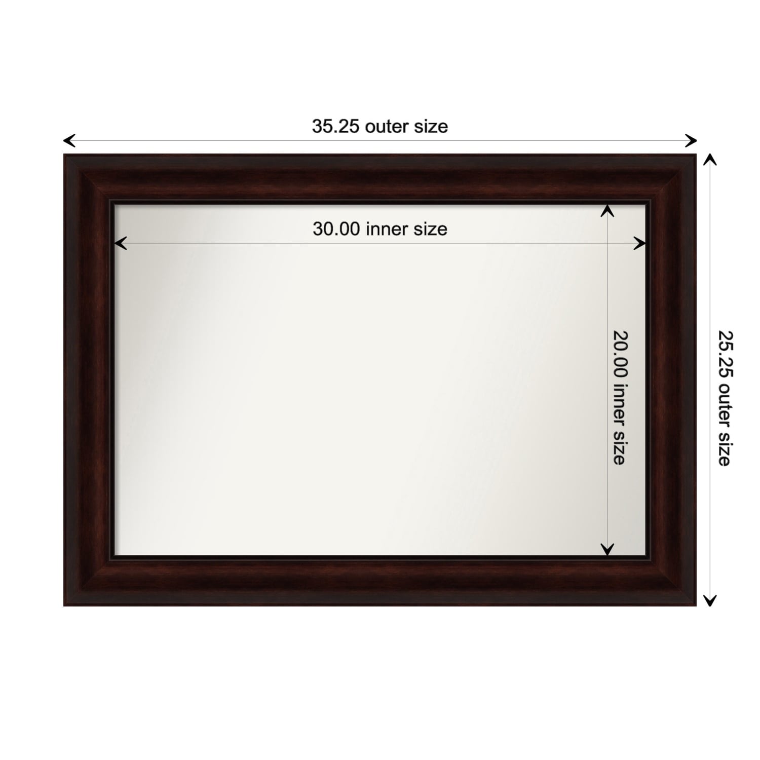 Coffee Bean Brown Framed Non-Beveled Custom Wall Mirror, Bathroom Vanity Mirror