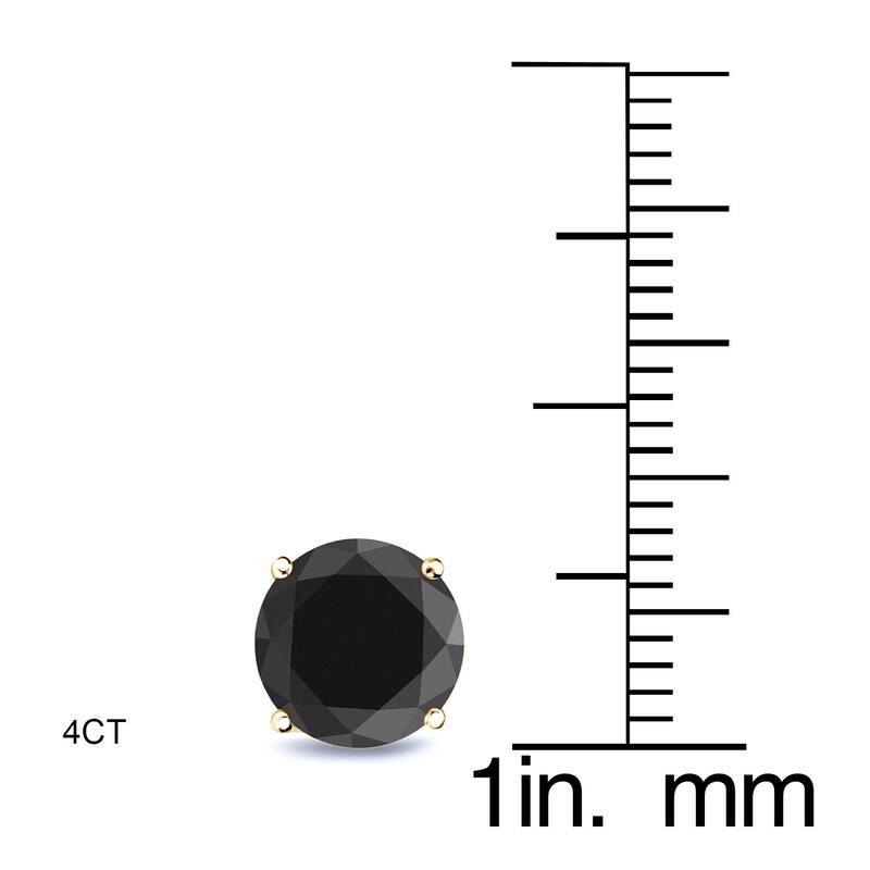 Auriya 1/2 to 4ctw Round Black Diamond Stud Earrings Pair 14k Yellow Gold - 4ctw