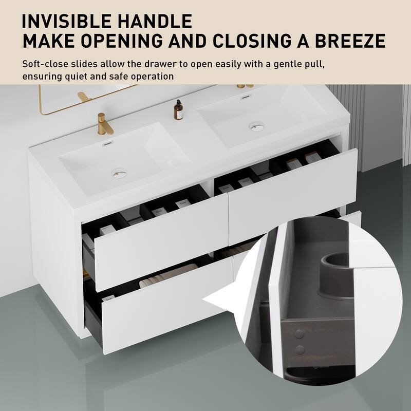 GDFStudio 60" Freestanding Bathroom Vanity with Double Sinks
