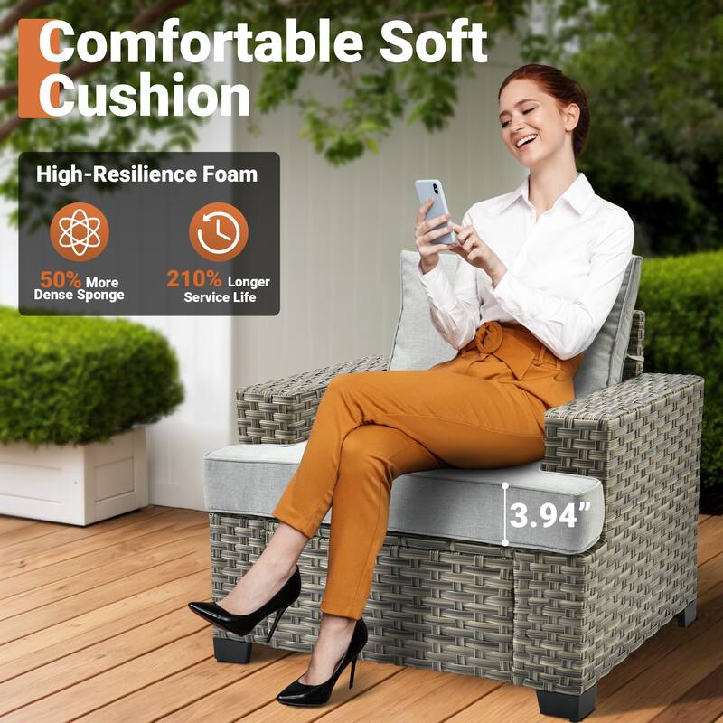 OVIOS 10 Pieces T shaped Seat Wide Armrest Set With Fire Pit