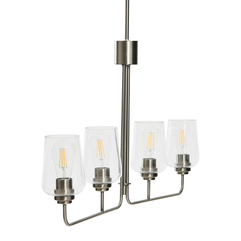 Metal and Glass 4-Light Linear Chandelier