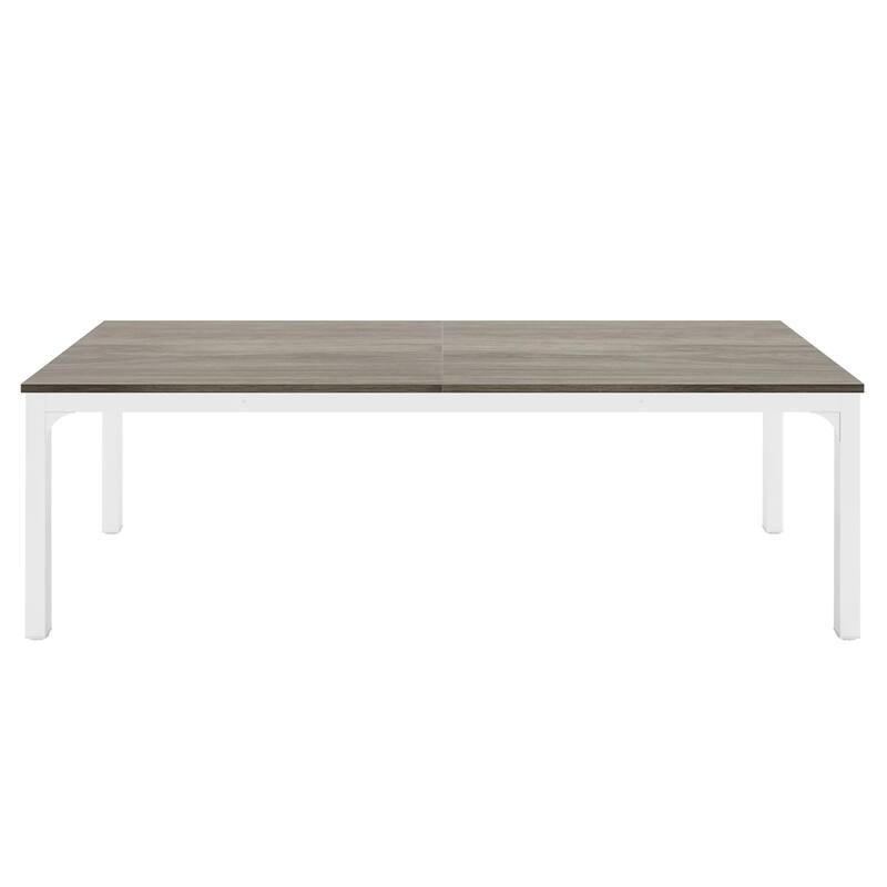 Jack Conference Table, 79 Inch Rectangular Gray MDF Top, White Metal