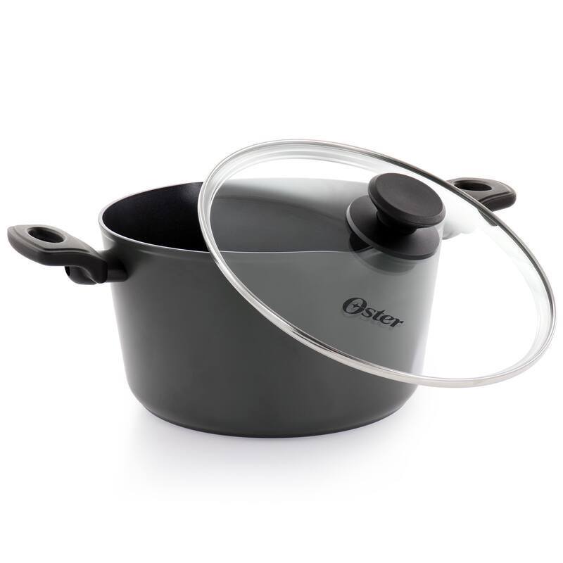 Oster Kingsway 5.5 Qt Aluminum Nonstick Dutch Oven in Black With Lid