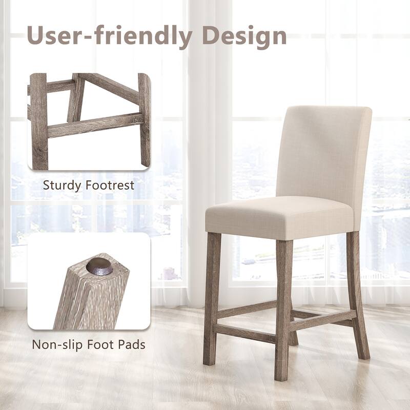 Gymax 4PCS 24.5'' Counter Height Bar Stools Modern Fabric Upholstered