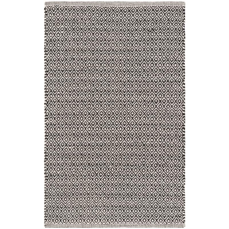 SAFAVIEH Montauk Glyn Handmade Cotton Area Rug - 2'6" x 4' - Ivory/Black - Rectangle