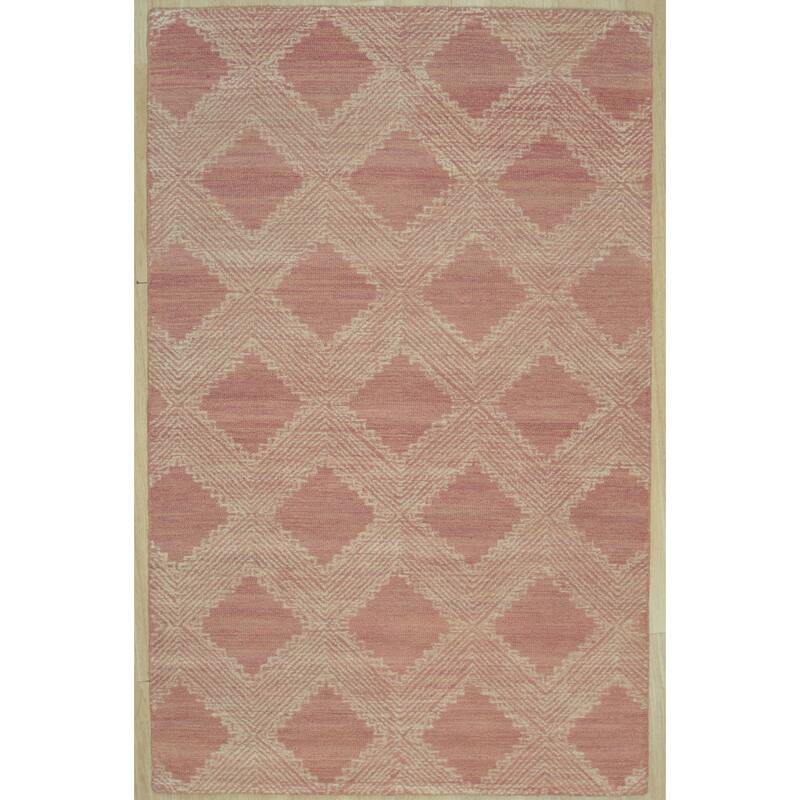 Hand-Tufted Wool Pink Contemporary Transitional Spring Rug - Modern Elegance and Playful Charm