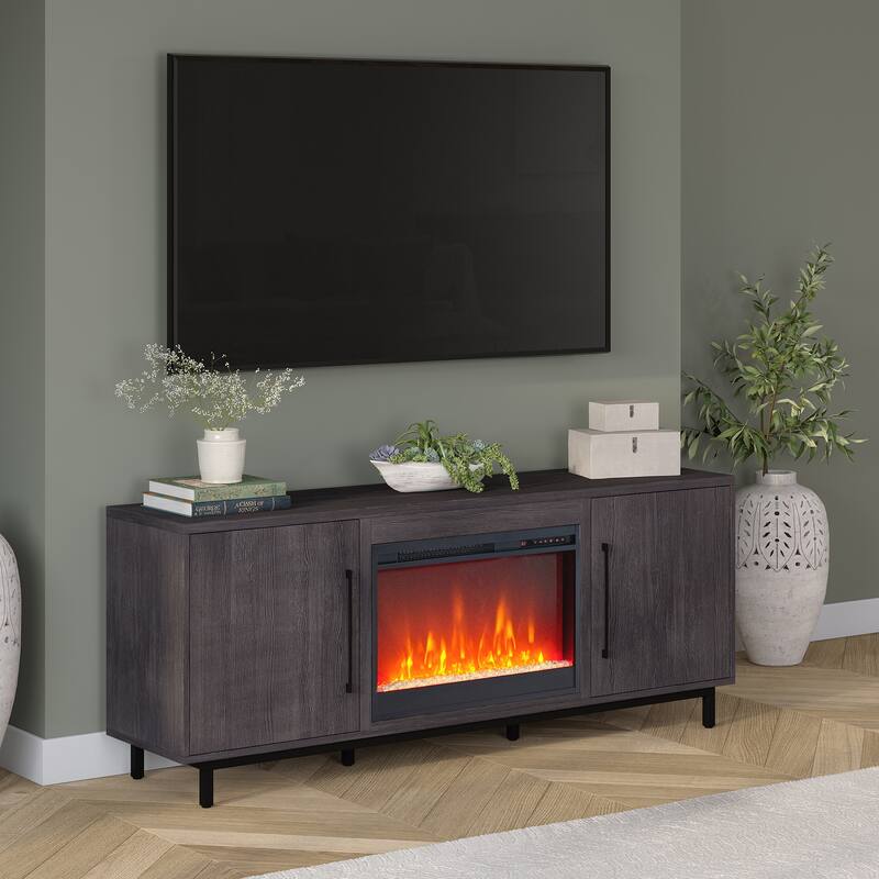 Julian Rectangular TV Stand with Crystal Fireplace for TV's up to 75"