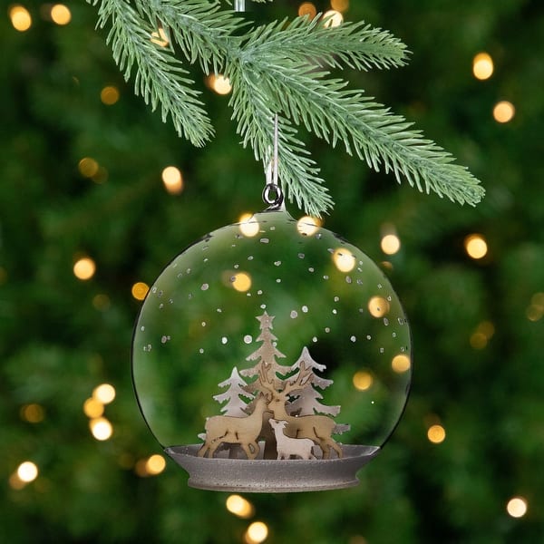 slide 2 of 6, Deer Family in Snow Glass Globe Christmas Ornament - 4.75"
