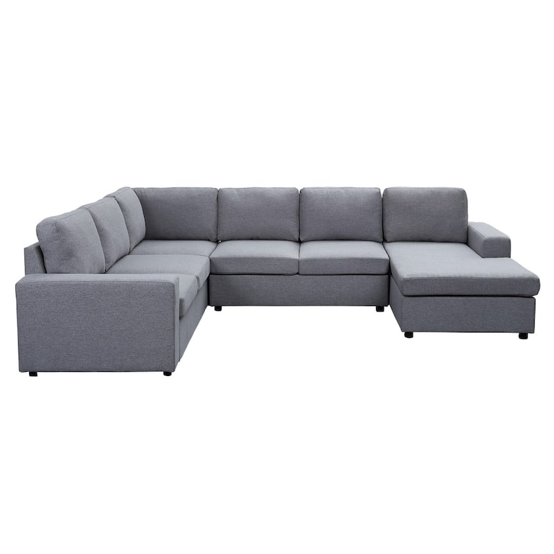 Linen Sectional Sofa with Reversible Chaise